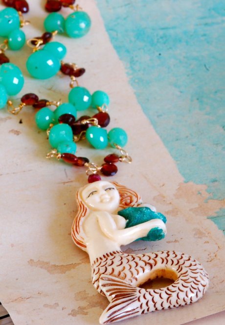garnet mermaid necklace